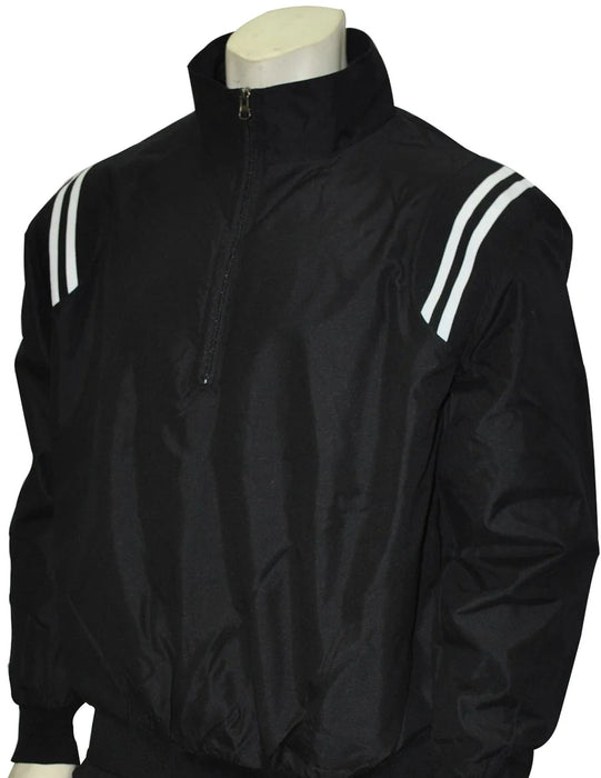 BBS320-Black/ BW - Smitty Long Sleeve Microfiber Shell Pullover Jacket w/ Half Zipper /Option with Embroidered Logo