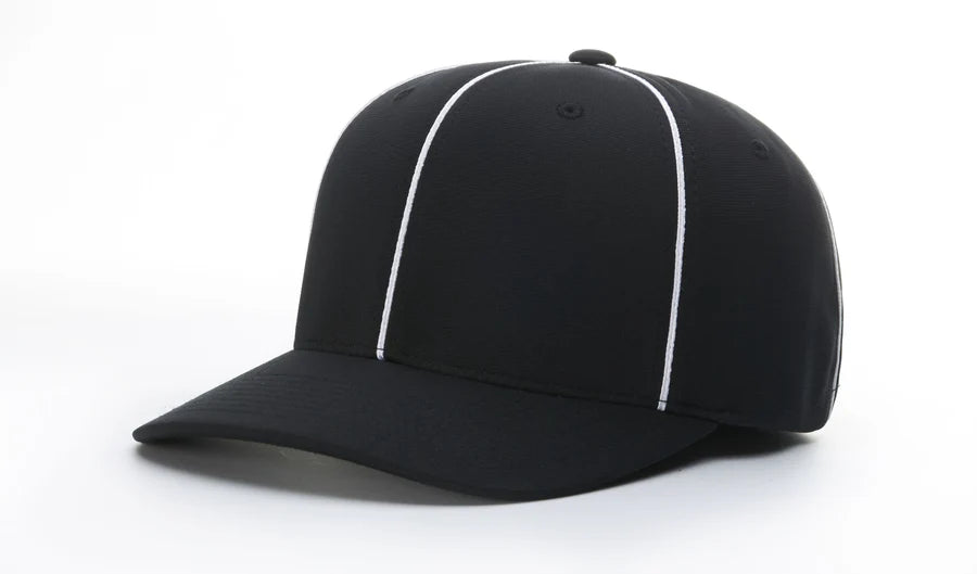 R485 - Richardson Pulse R-ACTIVE Flex Fit Hat - Black with White Piping