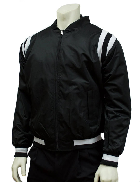 BKS227-Smitty Collegiate Style Black Jacket w/ Black & White Side Insets / Option With Embroidered Logo