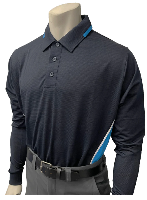 BBS347 - Men's "BODY FLEX" Smitty "NCAA SOFTBALL" Style Long Sleeve Umpire Shirts - Available in Midnight Navy/Bright Blue or Bright Blue/Midnight Navy