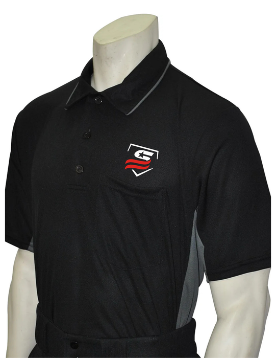 USSSA314- "Smitty "Made in USA" - Major League Style Short Sleeve Shirt - Black With USSSA Logo