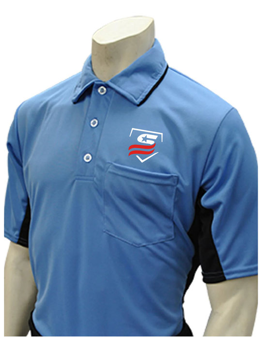 USSSA314- "Smitty "Made in USA" - Major League Style Short Sleeve Shirt - Sky Blue With USSSA Logo