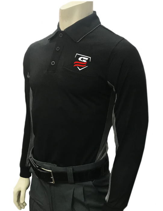 USSSA315 - Smitty MLB Replica Pro Flex Long Sleeve Umpire Shirts - Black